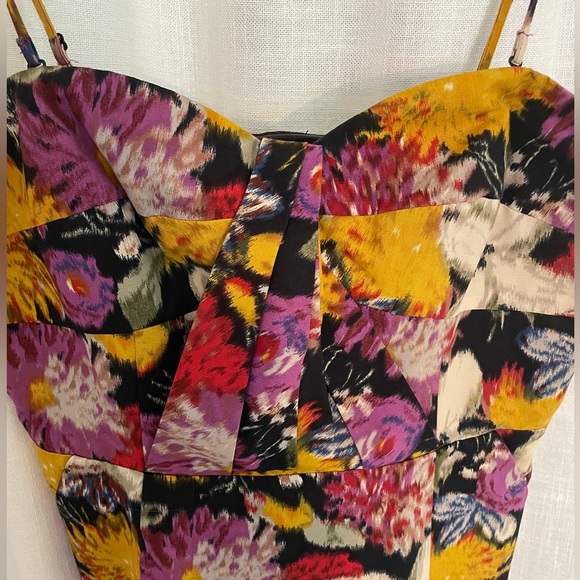 Moulinette Soeurs Black Pink Yellow Floral SUNDRESS Tropical Thin straps Pockets - Picture 3 of 7